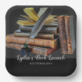 Bücher und Quill Square Pappteller (Vorderseite)
