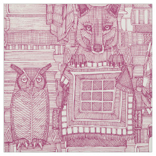 Bücher und Schlappohren Kirsche Perle Stoff