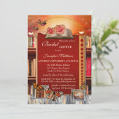 Bücher und Schmetterlinge Einladung Bridal Dusche (Stehend Vorderseite)