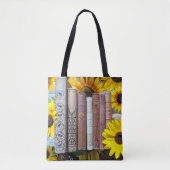 Bücher und Sonnenblumen Tasche (Vorderseite)