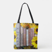 Bücher und Sonnenblumen Tasche (Rückseite)