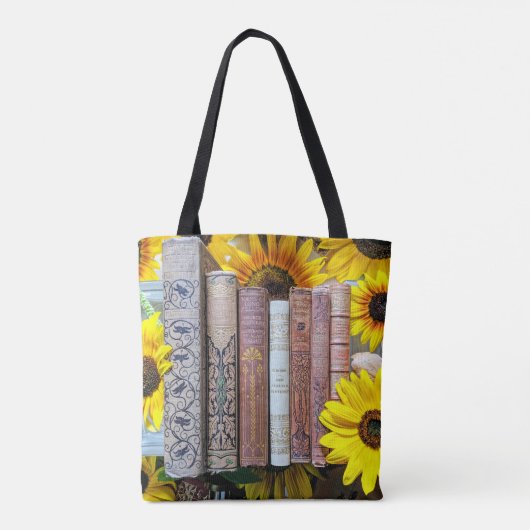 Bücher und Sonnenblumen Tasche (Rückseite)