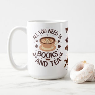 Bücher und Tea Cozy Reader Grafik Kaffeetasse