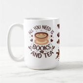 Bücher und Tea Cozy Reader Grafik Kaffeetasse (Links)