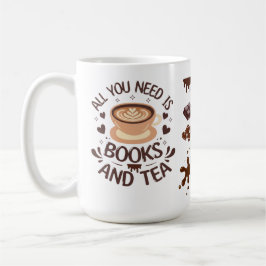 Bücher und Tea Cozy Reader Grafik Kaffeetasse