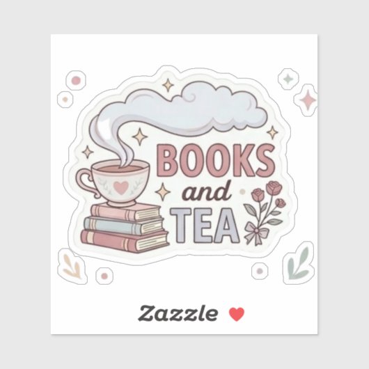 Bücher und Tee - Elegante Leser Aufkleber (Blatt)