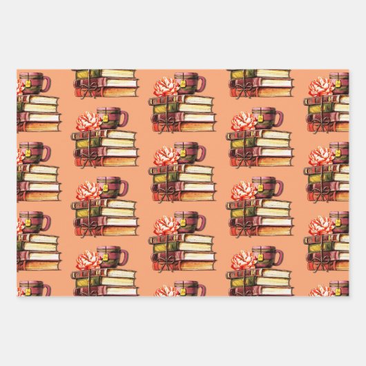 Bücher und Tee Geschenkpapier Set (Vorderseite 3)