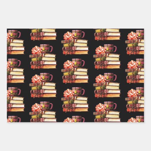 Bücher und Tee Geschenkpapier Set (Vorderseite 2)