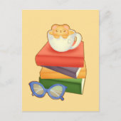 Bücher und Teebecher Postkarte (Vorderseite)