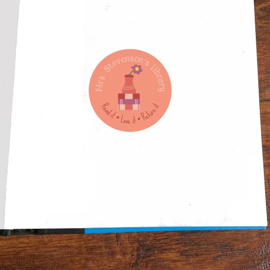Bücher und Vase Peach Teacher Library Sticker