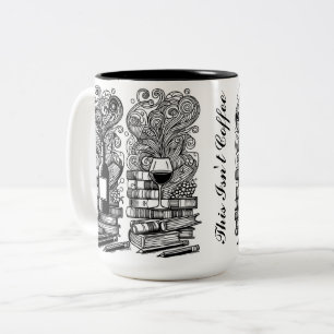 Bücher und Wein Farbe ich Doodle Zweifarbige Tasse