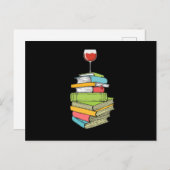 Bücher und Wein I Liebe lesen Bücher Postkarte (Vorne/Hinten)