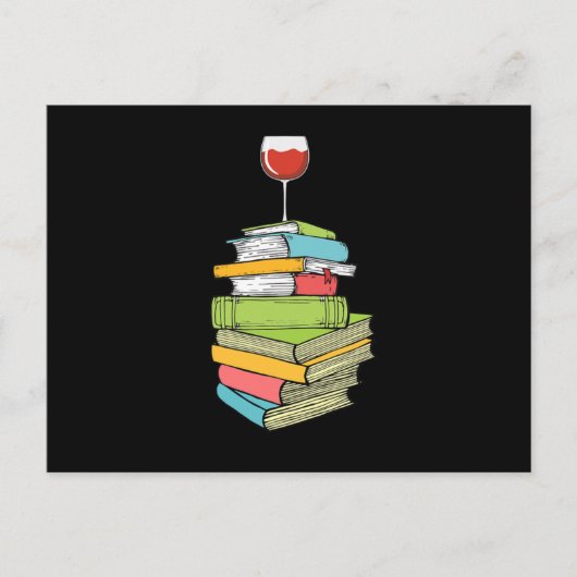 Bücher und Wein I Liebe lesen Bücher Postkarte (Vorderseite)