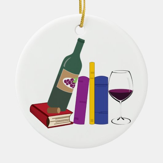 Bücher und Wein Keramik Ornament (Vorne)