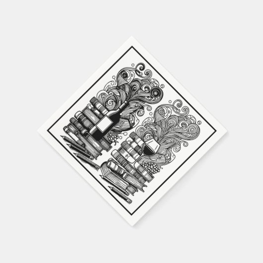 Bücher und Weinfarbe ich Doodle 5 Serviette (Ecke)