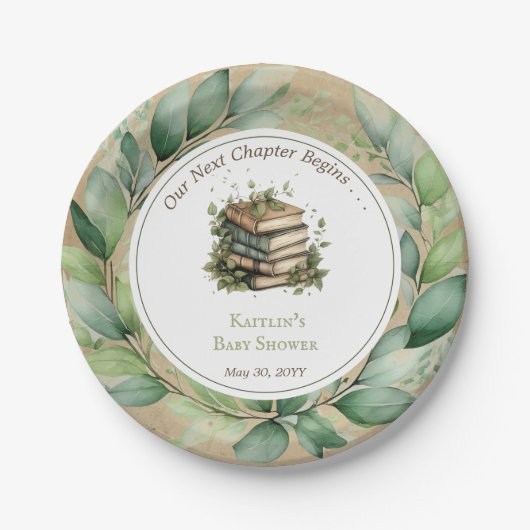 Bücher Unser nächstes Kapitel fängt Babydusche an Pappteller (Vorderseite)