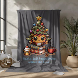 Bücher unter kawaii Weihnachtsbaum - Funny Santa Fleecedecke