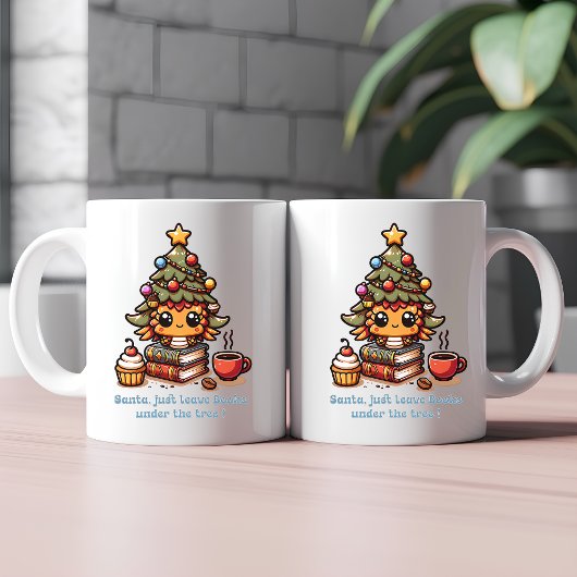 Bücher unter kawaii Weihnachtsbaum - Funny Santa Kaffeetasse