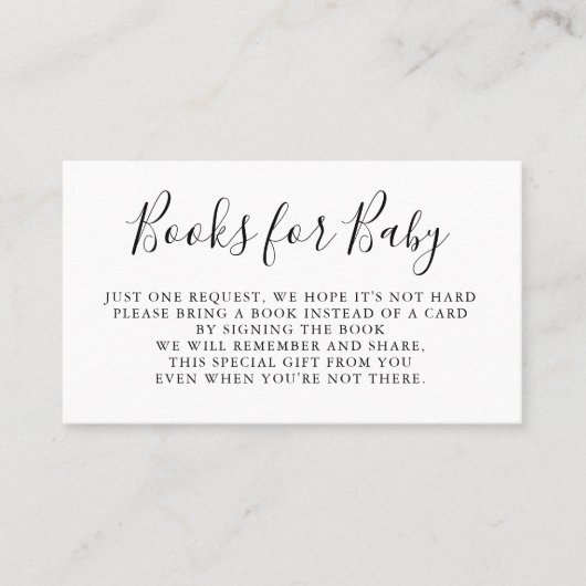 Bücher verlangen | Babyparty-Einladungs-Einsatz Visitenkarte (Vorderseite)