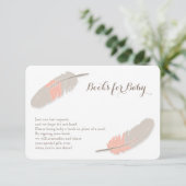 Bücher verlangen Boho Feather Pink und Grau Begleitkarte (Stehend Vorderseite)