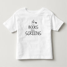 Bücher-vor-Bildschirmen-T-Shirt für Kleinkinder