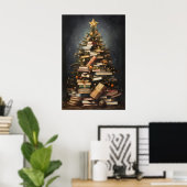 Bücher Weihnachtsbaum Druck, Winter Rustikal Poster (Heimbüro)