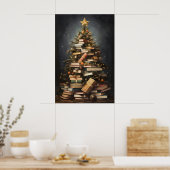 Bücher Weihnachtsbaum Druck, Winter Rustikal Poster (Küche)