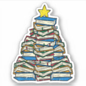 Bücher Weihnachtsbaum Lesen Weihnachten PJs Lehrer Aufkleber (Vorderseite)