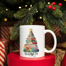 Bücher Weihnachtsbaum Librarian Book Lovers Name Kaffeetasse