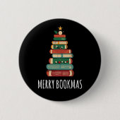 Bücher Weihnachtsbaum Merry Bookmas Button (Vorderseite)