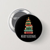 Bücher Weihnachtsbaum Merry Bookmas Button (Vorne & Hinten)