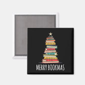 Bücher Weihnachtsbaum Merry Bookmas Magnet (Vorderseite/Rückseite)