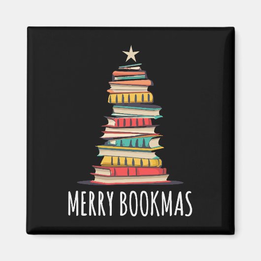 Bücher Weihnachtsbaum Merry Bookmas Magnet (Vorne)