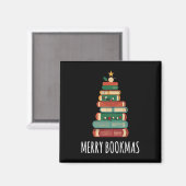 Bücher Weihnachtsbaum Merry Bookmas Magnet (Vorderseite/Rückseite)