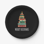 Bücher Weihnachtsbaum Merry Bookmas Pappteller (Vorderseite)