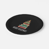 Bücher Weihnachtsbaum Merry Bookmas Pappteller (Schrägansicht)