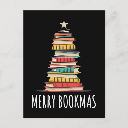 Bücher Weihnachtsbaum Merry Bookmas Postkarte (Vorderseite)