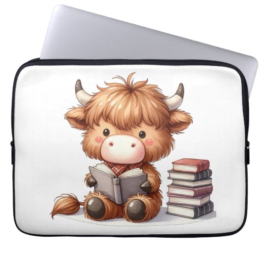 Bücher zum Lesen von Kuh Laptopschutzhülle (Vorderseite)