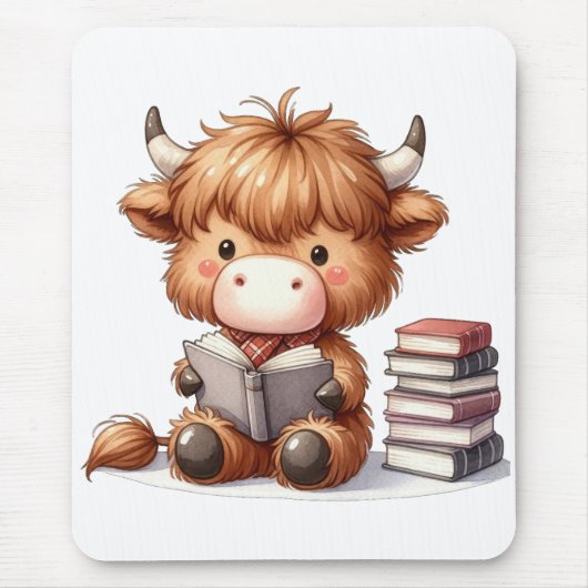 Bücher zum Lesen von Kuh Mousepad (Vorne)