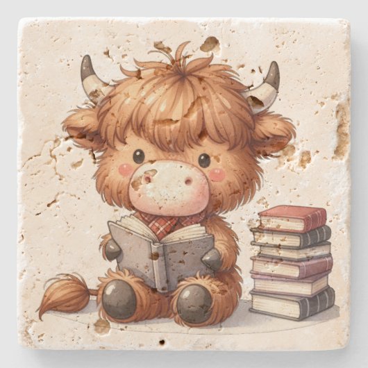 Bücher zum Lesen von Kuh Steinuntersetzer (Vorderseite)