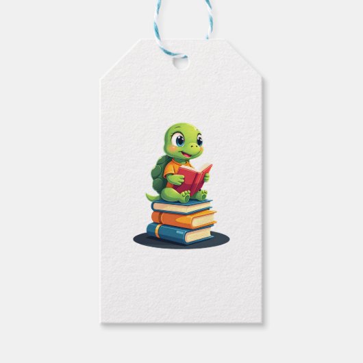Bücher zum Lesen von Schildkröten (1) Geschenkanhänger (Vorderseite)