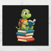 Bücher zum Lesen von Schildkröten (4) Schaumweinetikett (Einzelnes Label)