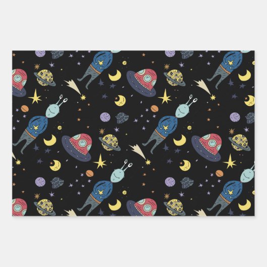 Bücher zum Thema "Weltraumabenteuer" Geschenkpapier Set (Vorderseite 3)