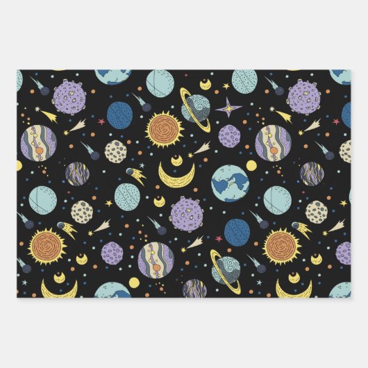 Bücher zum Thema "Weltraumabenteuer" Geschenkpapier Set (Vorderseite 2)