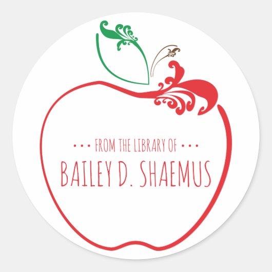 Bücherei blühend ApfelBriefmarke Runder Aufkleber (Vorderseite)