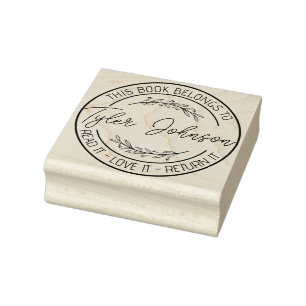 Bücherei Buchzeichen Briefmarke Blumenzelt Gummistempel