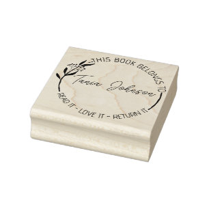 Bücherei Buchzeichen Modernes Blumenkränz Gummistempel