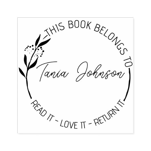 Bücherei Buchzeichen Modernes Blumenkränz Gummistempel (Prägung)