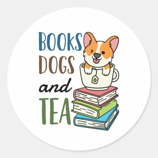 Bücherhunde und Teewochenende Lesen Runder Aufkleber (Vorderseite)