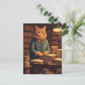 Bücherkatze #10 Postkarte (Stehend Vorderseite)